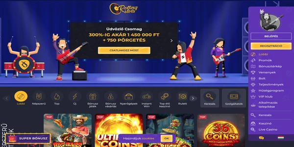 Rolling Slot Casino domača stran na mobilnem telefonu